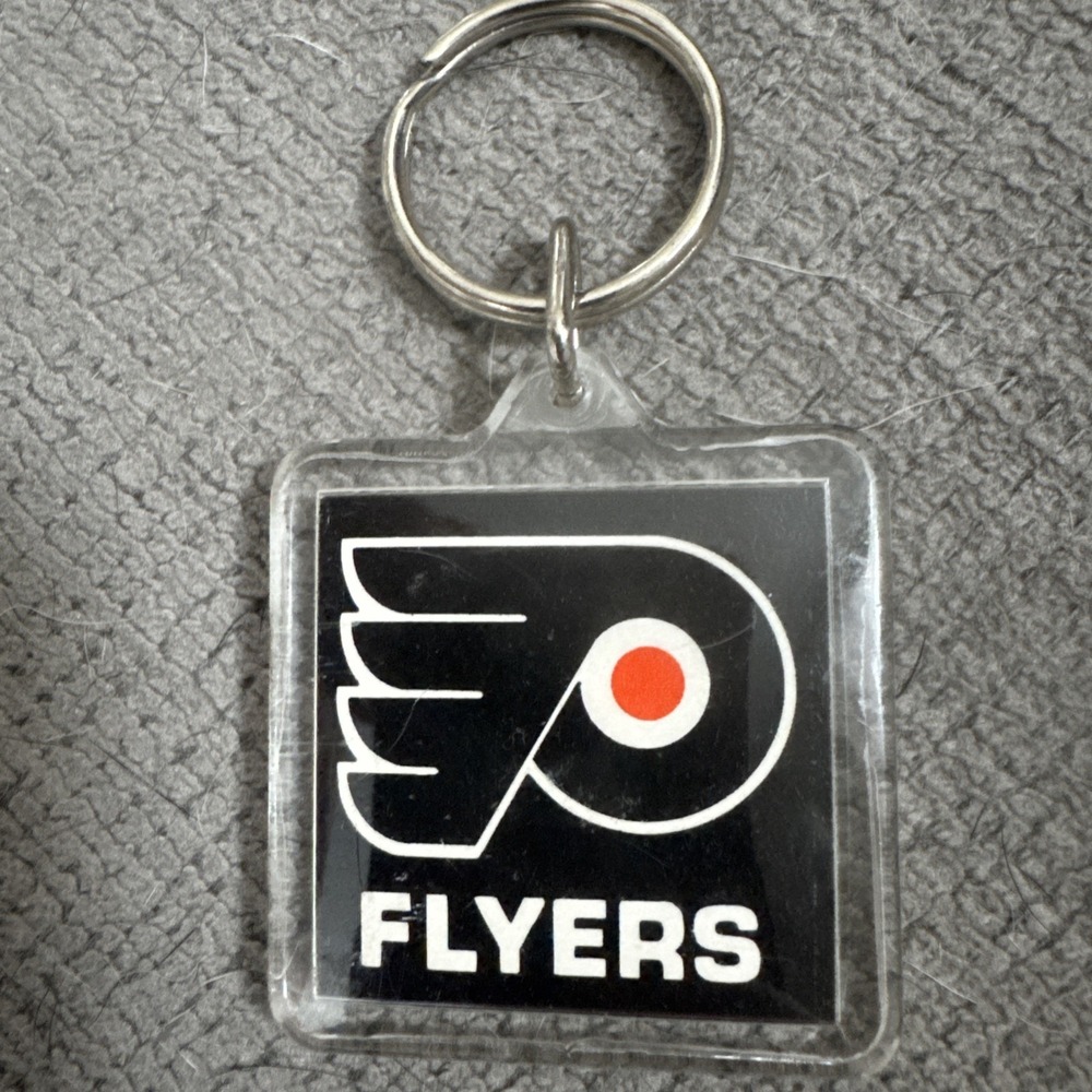 Vintage 90's NHL‎ Philadelphia Flyers Acrylic Keychain Dogtag NO PKG